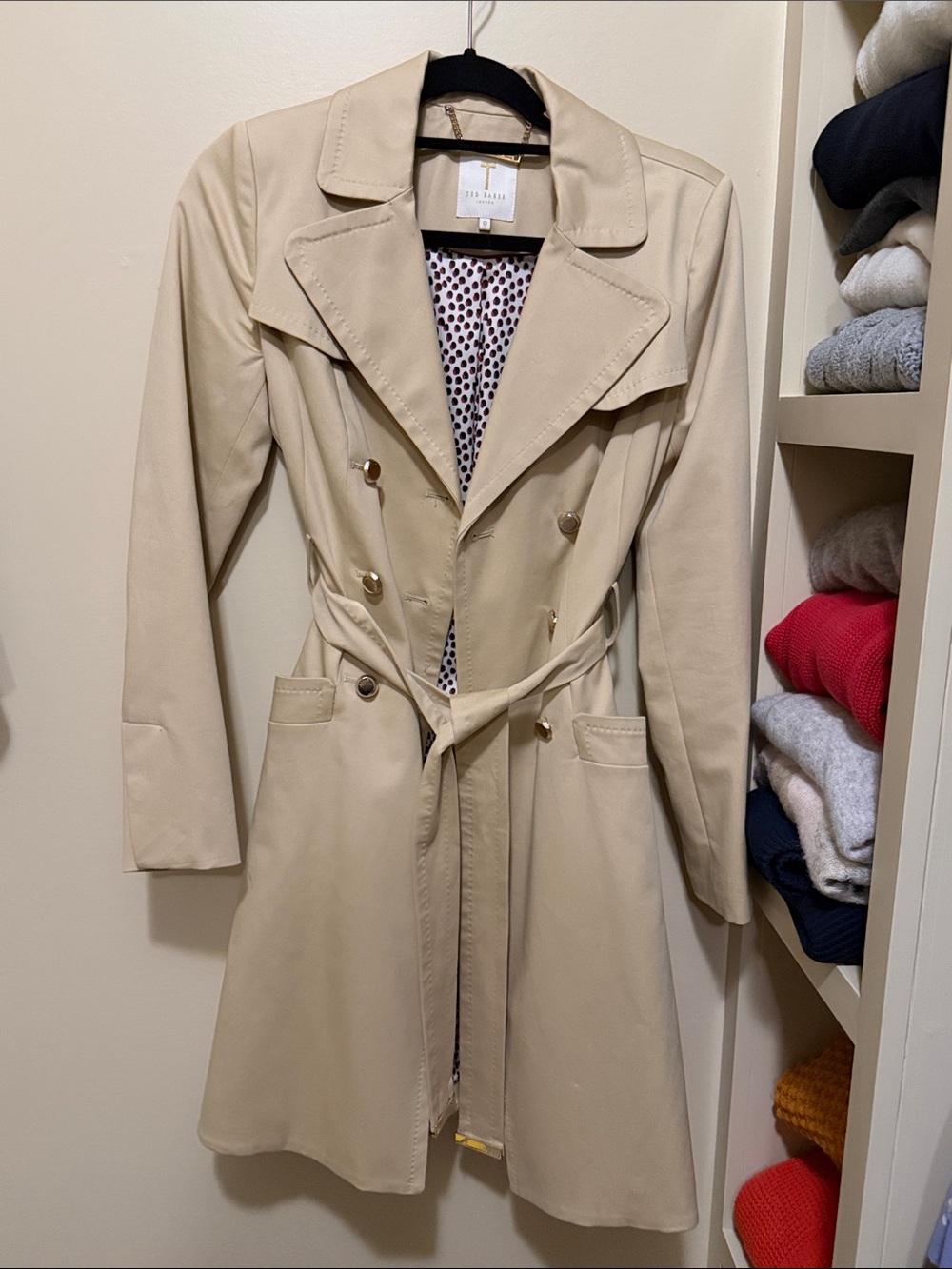 Ted Baker Beige Double-Breasted Trench with Belt